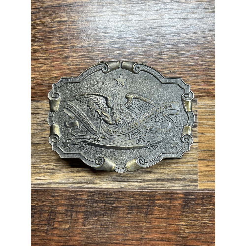Vintage 1975 Gander Mountain 2nd Amendment Eagle Belt Buckle Lewis Buckles USA